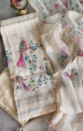 Graceful Kota Digital Print Suit with Highlighting Knot Work
